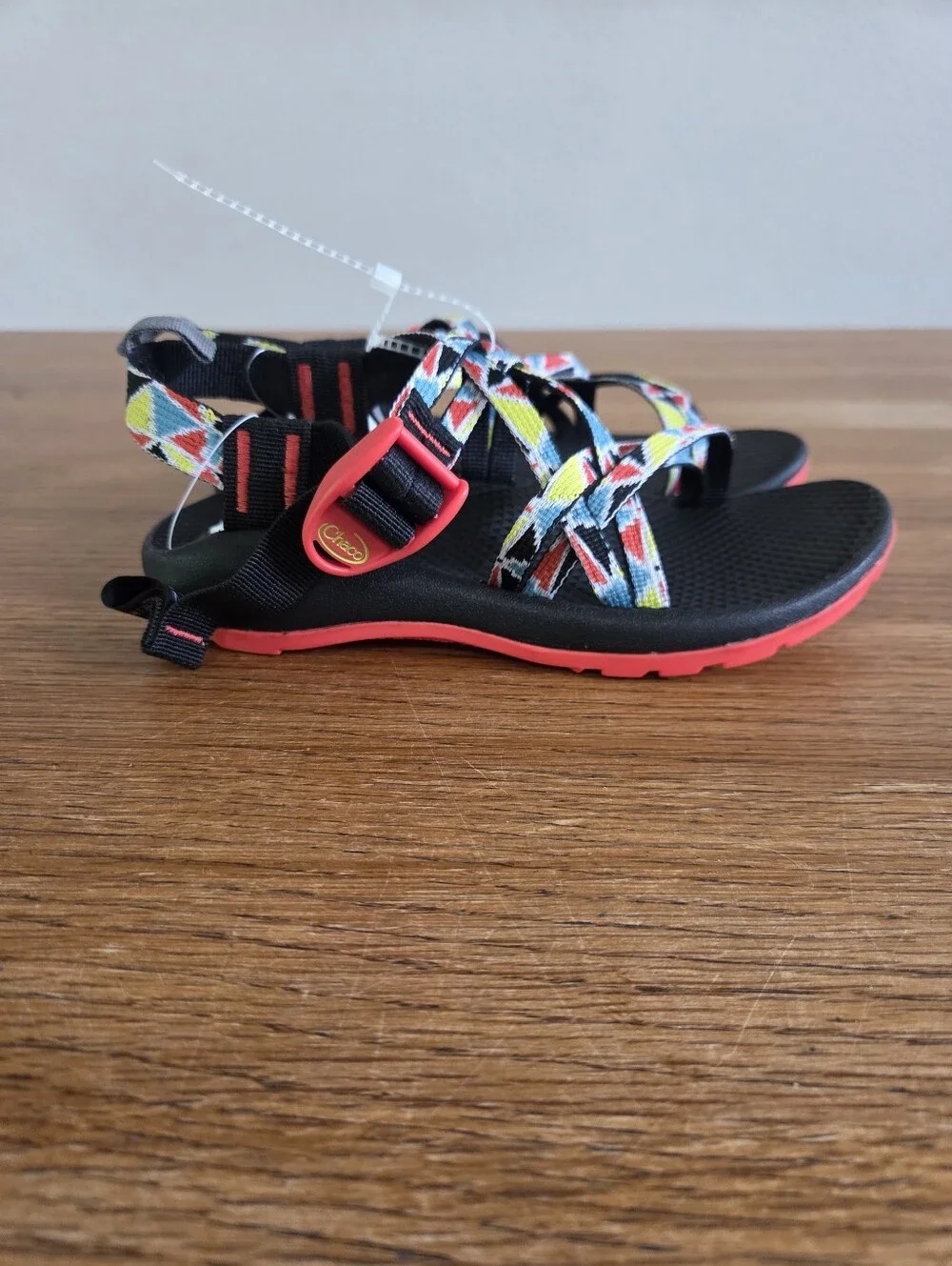 NWOT Chaco Kids ZX/1 Ecotread Sandal Size 2 Blue Yellow Red Black Geometric